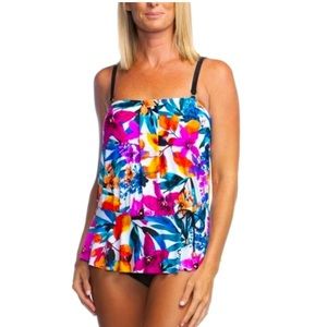 New Maxine of Hollywood Key West Peplum Tummy Control One Piece Swimsuit Size 12